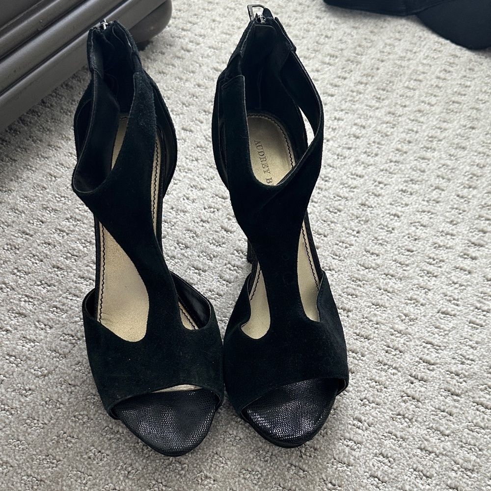 Audrey Brooke Black Suede Heels